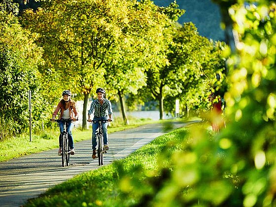 zwei Radfahrer im Radurlaub am Moselradweg in Deutschland