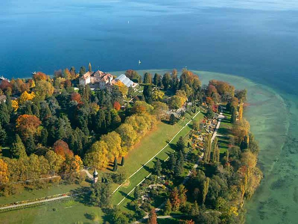Flugperspektive der Insel Mainau am Bodensee