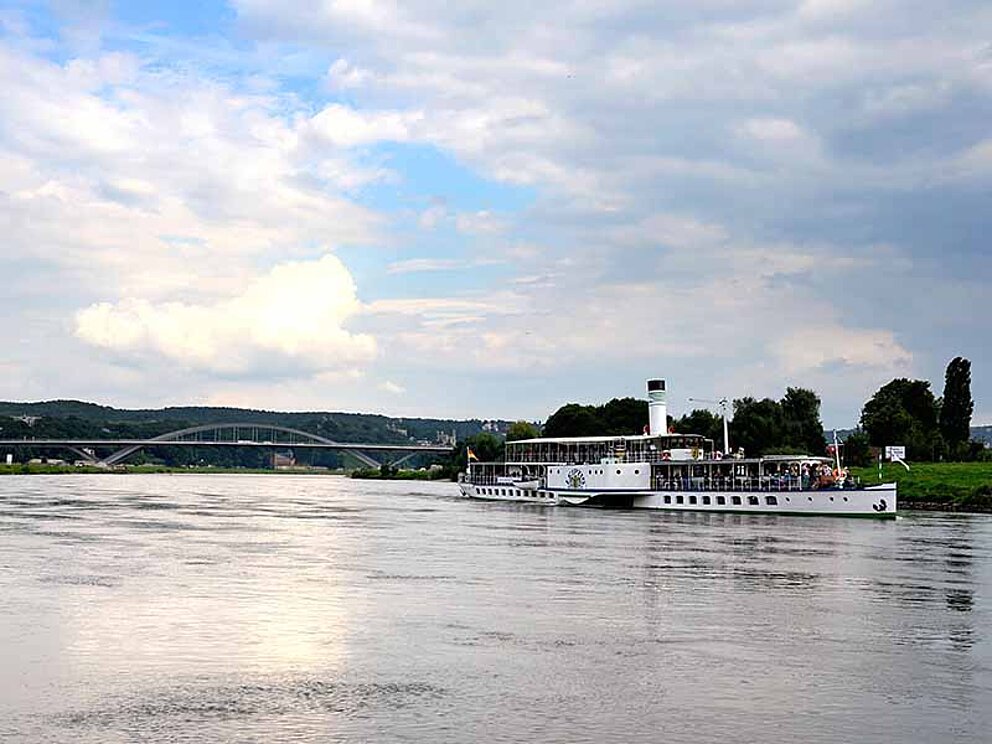 Historischer Dampfer auf der Elbe