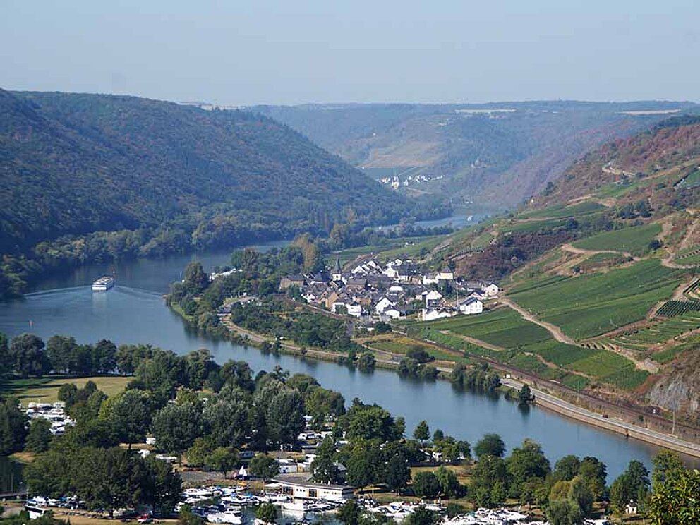 Blick auf das Landschaft von Treis-Karden am Moselradweg