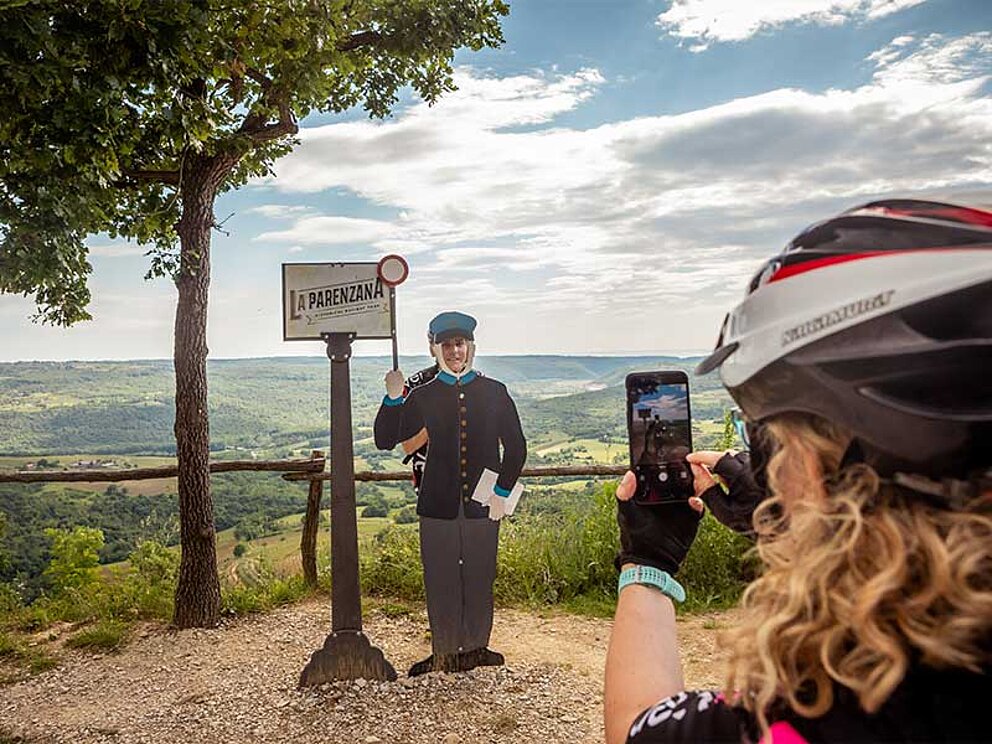 Stopp bei einem der Fotopoints entlang der Parenzana