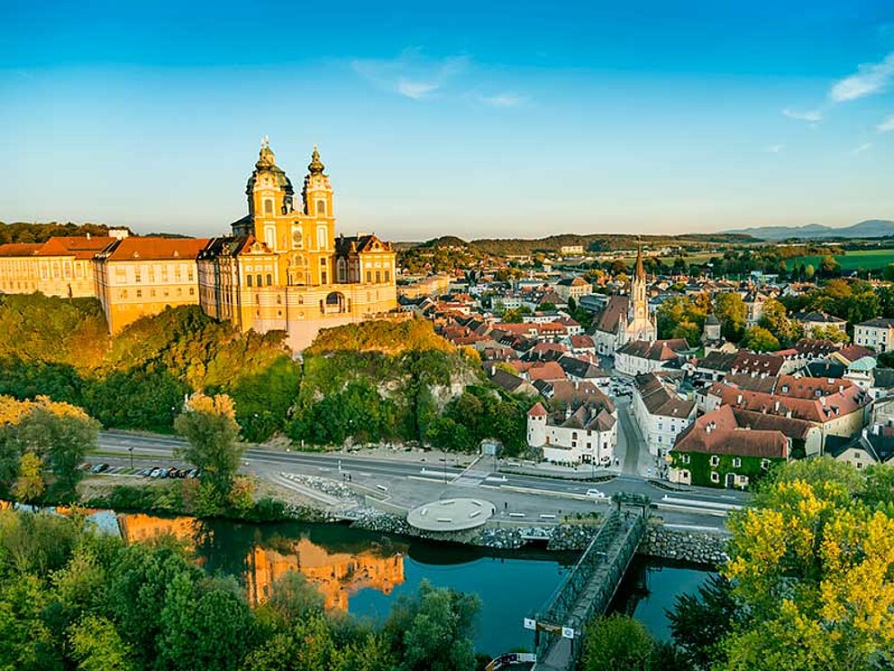 Blick auf die Stadt Melk an der Donau