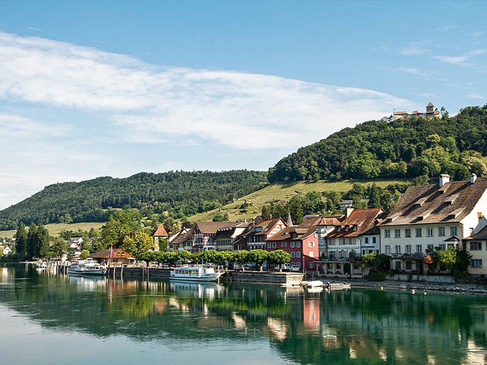 Blick vom See aus auf Stein am Rhein