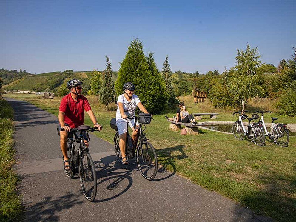 2 Radfahrer am asphaltierten Radweg