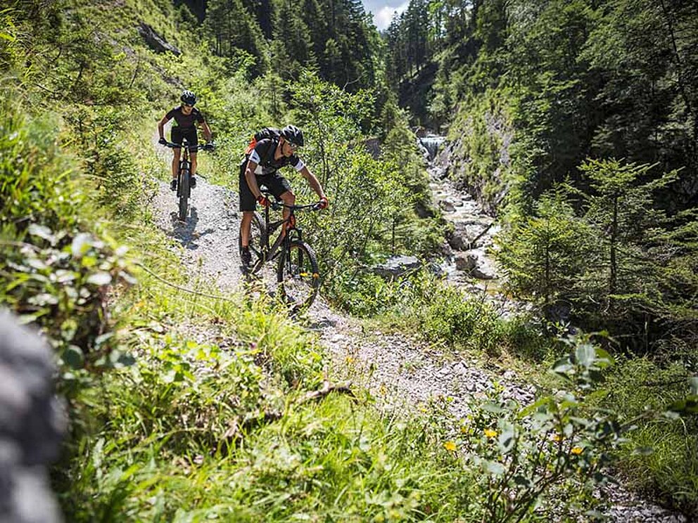 zwei Mountainbiker unterwegs auf der Trans Nationalpark