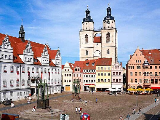 Markt mit Rathaus in Wittenberg