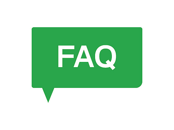 eine Sprechblase mit den Buchstaben FAQ