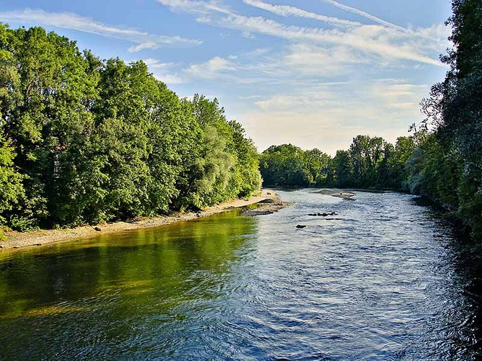 Fluss die Lech in der Stadt Landsberg
