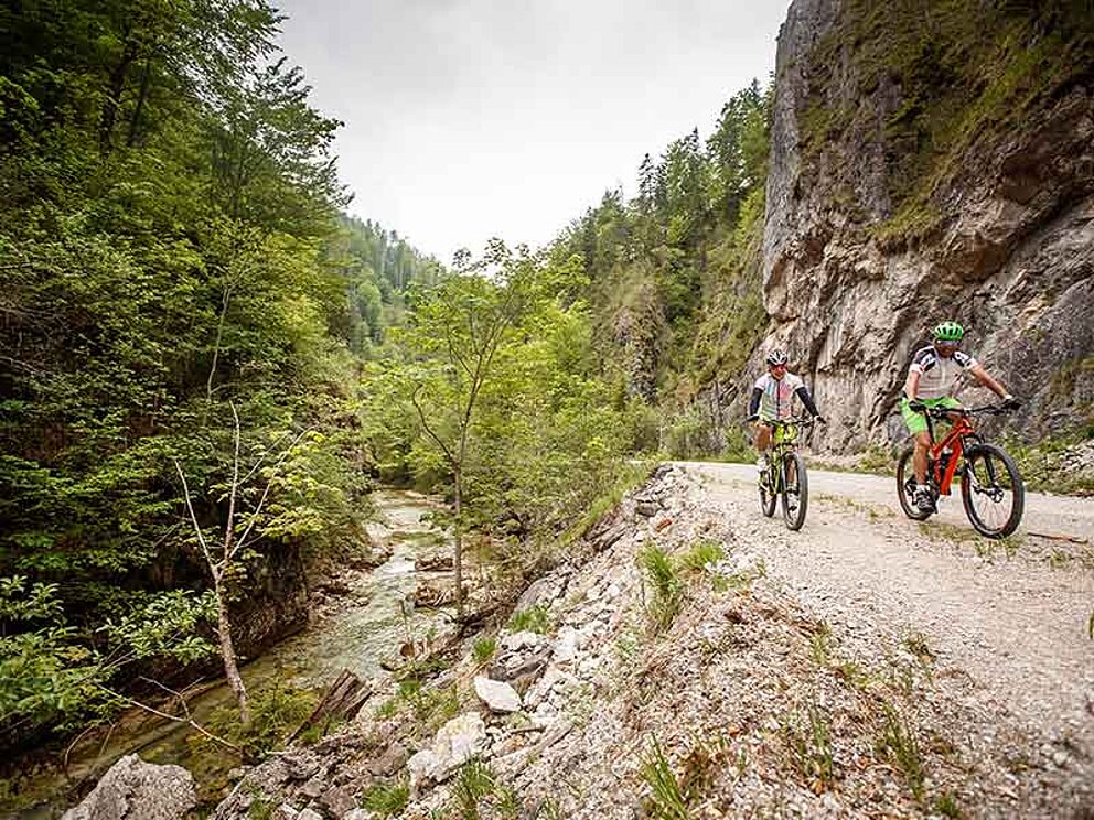 Zwei Mountainbiker im Nationalpark Kalkalpen