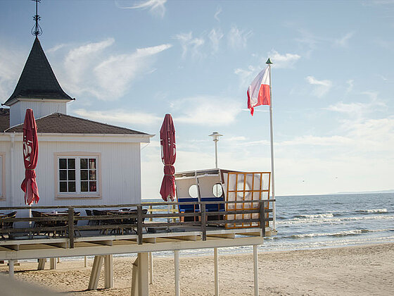 An de Seebrücke des Seebades Ahlbeck auf Usedom
