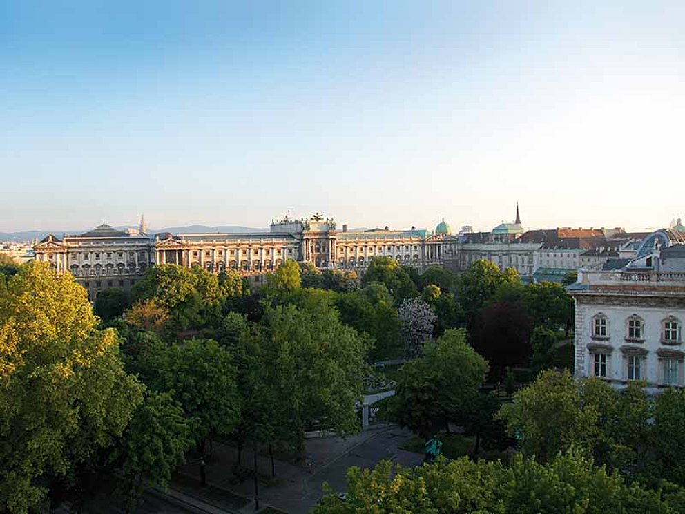 Die Dächer von Wien mit Blick auf die Hofburg