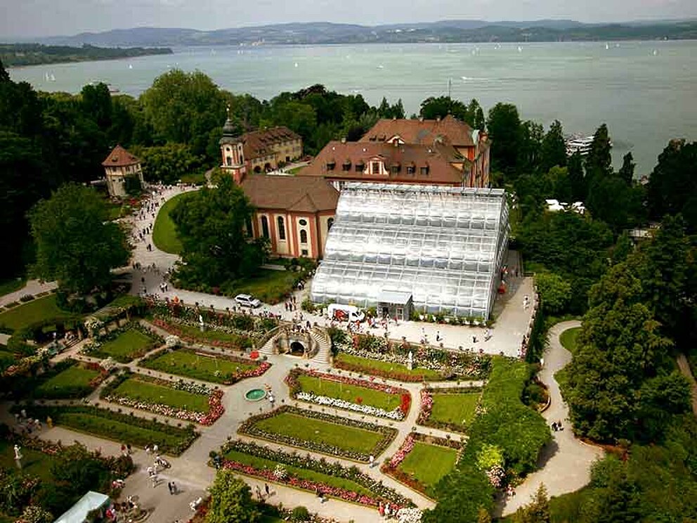 castle and botanical garden at lake Constance