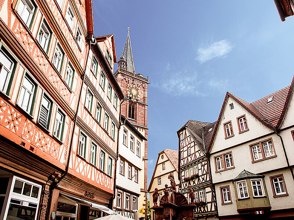 Fachwerkfassaden im Ort Wertheim
