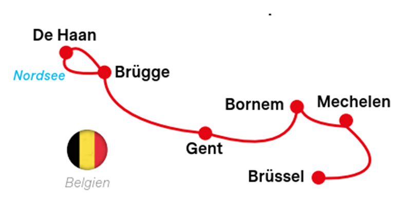 Karte Radtour Historische Kunststädte