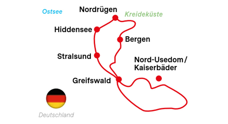 Karte Ostseeradweg, Inselhüpfen